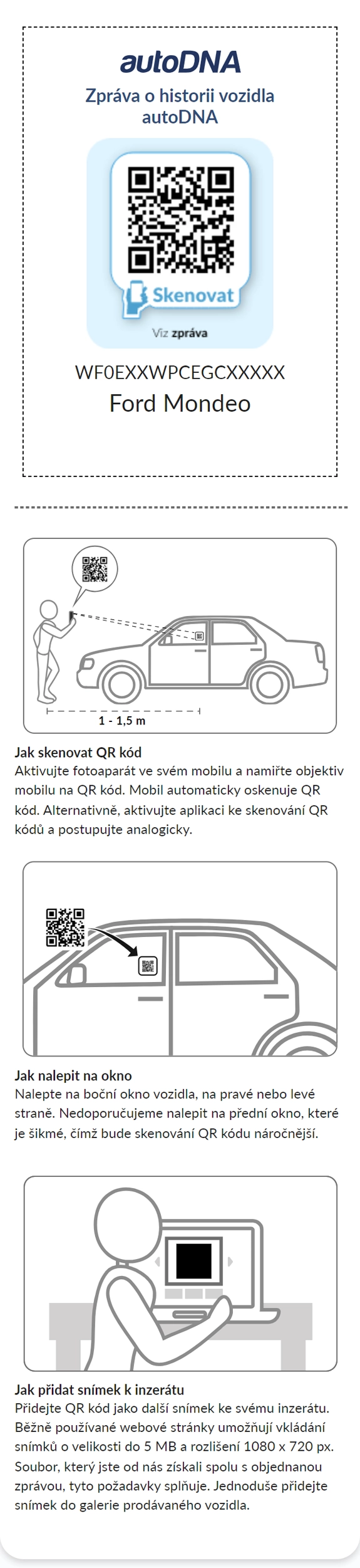 Zpráva o historii vozidla autoDNA - QR kód