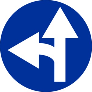 C 2e Přikázaný směr jízdy přímo a vlevo