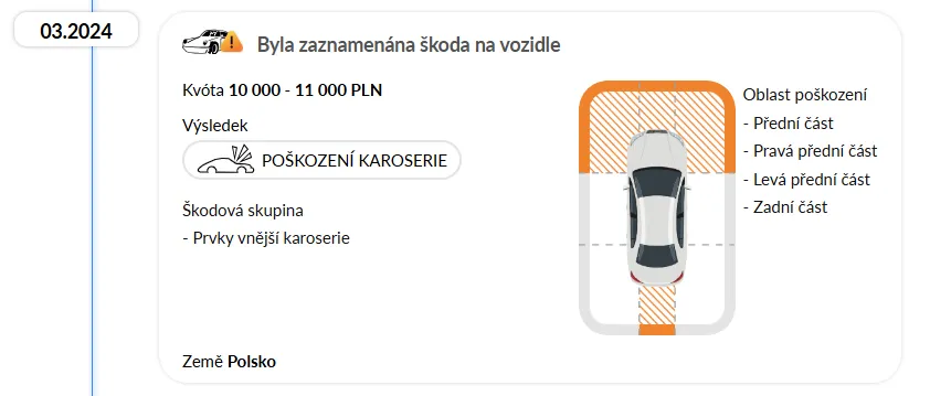 Interaktivní navigace ve zprávě o historii vozidel autoDNA Interaktivní navigace ve zprávě o historii vozidel autoDNA